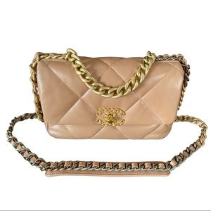 Chanel 19 Lambskin Quilted Medium Flap Brown